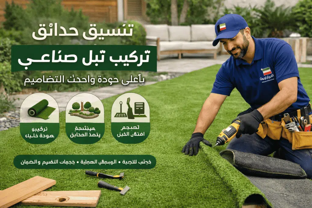 تنسيق حدائق الكويت — تركيب ثيل صناعي وتصميم حدائق