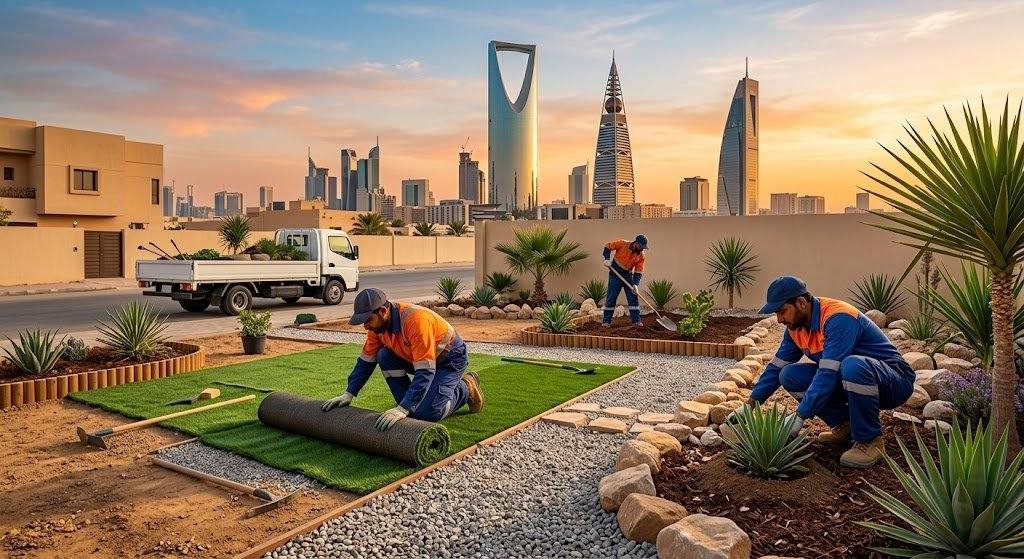 فريق عمل محترف يقوم بتصميم وتنسيق الحدائق بجودة عالية وإبداع ضمن خدمات تنسيق حدائق الشهداء بالكويت لضمان بيئة خضراء وجذابة للعملاء.